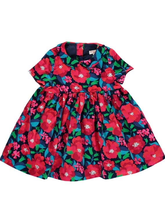 Baby girls' short-sleeved velour dress DITRIROB3 / 18WG09D2ROB099