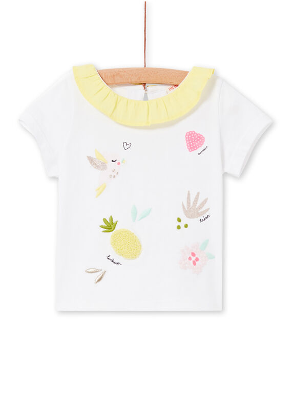 Weißes und gelbes Baby-Mädchen-T-Shirt LIBALBRA / 21SG09O1BRA000