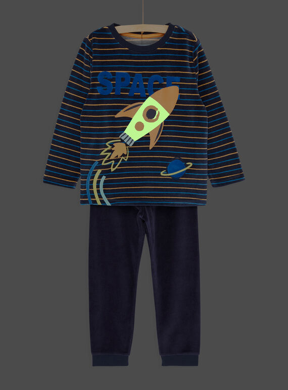 Pyjama-Set phosphoreszierend marineblau SEGOPYJFUZ / 23WH1251PYJ705
