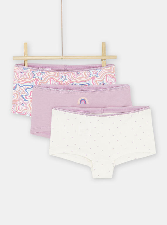 3er-Pack rosa und weiße Shortys, Mädchen SEFAHOTSKY / 23WH1163SHYD309