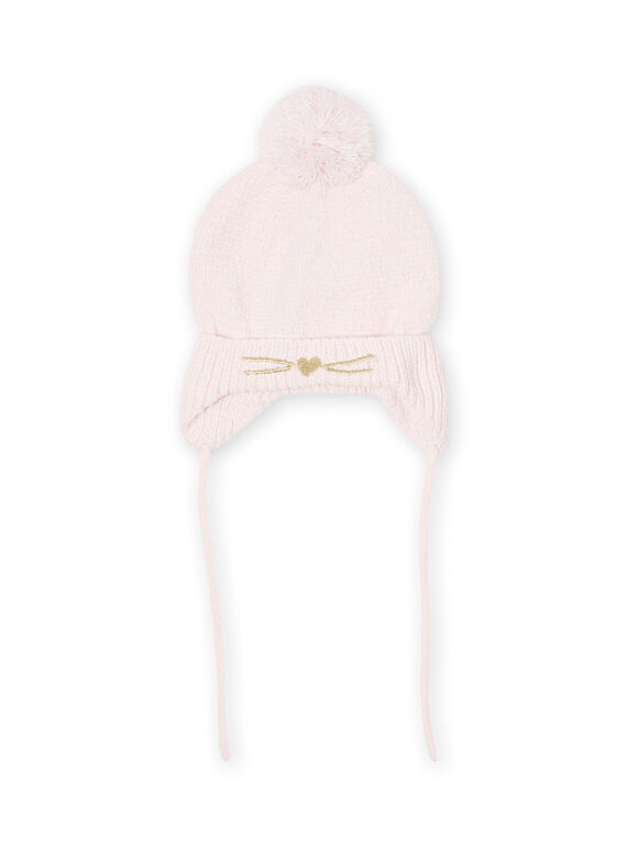 Baby Mädchen rosa Strickmütze mit Bommel MYIKABON / 21WI0952BON632