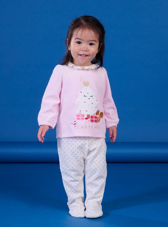 Weihnachtspyjama in rosa und weiß PEFIPYJNO / 22WH1371PYJD310