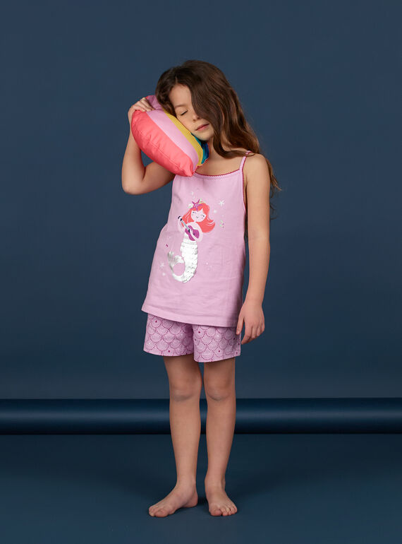 Fliederfarbener Schlafanzug für Mädchen LEFAPYJMER / 21SH11C8PYJH700