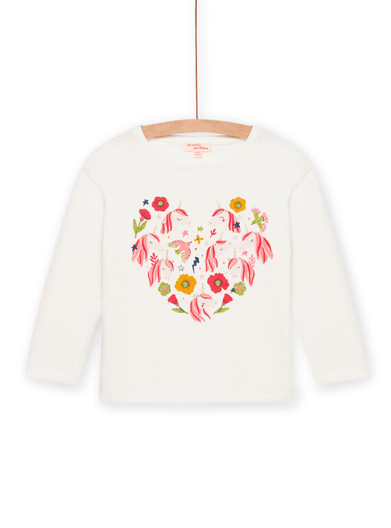 Ecru-T-Shirt mit Einhornmotiv Kind Mädchen NAVITEE3 / 22S901M3TML001