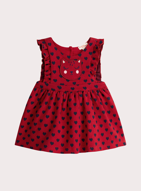 Rotes Kleid mit Herzdruck für Baby Mädchen  VIKOROB2 / 24WG0931ROB511