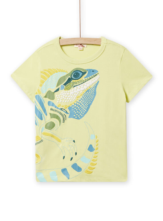 Anisgrünes T-Shirt mit Leguanmotiv für Kind Junge NOHOTI4 / 22S902T1TMC605