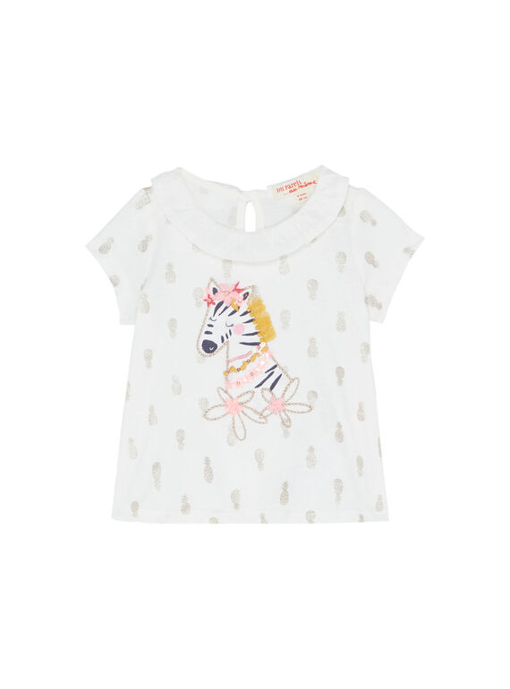 Naturweißes Baby-T-Shirt für Mädchen, bedruckt JIDUBRA / 20SG09O1BRA001