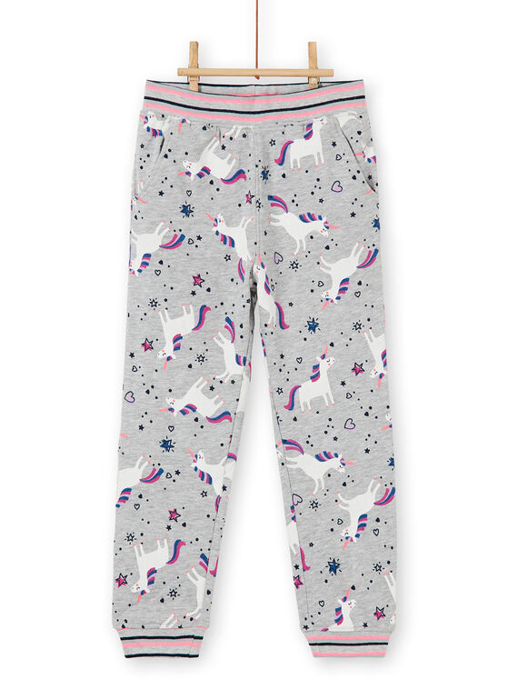 Grau melierte Jogginghose, Einhorn-Print LAJOBAJOG1 / 21S90141D2A943