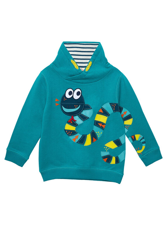 Türkisfarbenes Jungen-Sweatshirt mit Stehkragen JOCLOSWE / 20S90211SWEC217