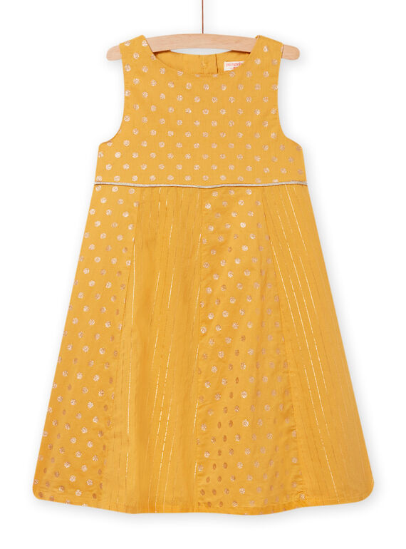 Gelbes Kleid aus Baumwollvoile mit schillernden Punkten Kind, Mädchen NABAROB1 / 22S90112ROBB107