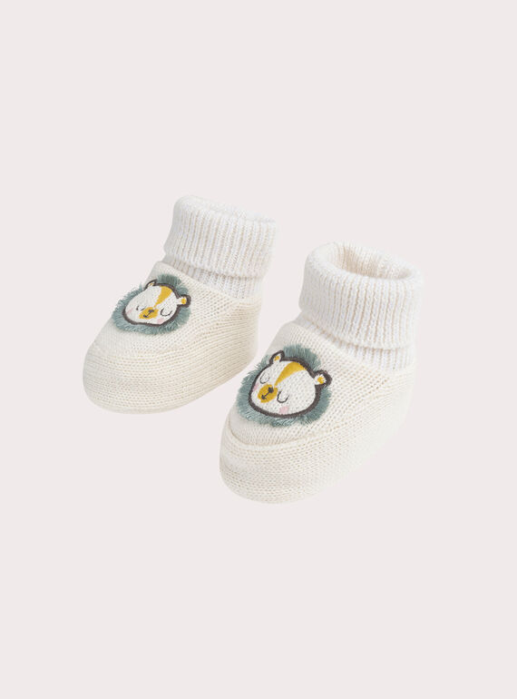Ecru knitted booties  WOU1CHOS / 25SF4271CHP005