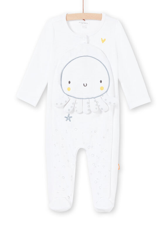 Baby Junge weißer Strampler mit Stickerei LOU2GRE3 / 21SF05I1GRE000
