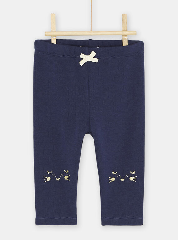 Marineblaue Hose mit Tierkopfstickerei, Baby, Mädchen SIJOPANDOU2 / 23WG09B1PAN070
