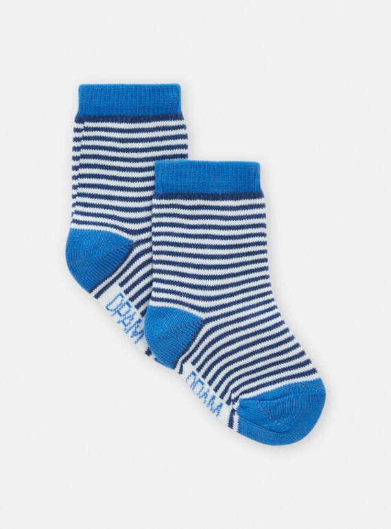 Tintenblau-weiße Socken mit Streifenmuster für Baby-Jungen TYUJOCHO3 / 24SI1088SOQC214