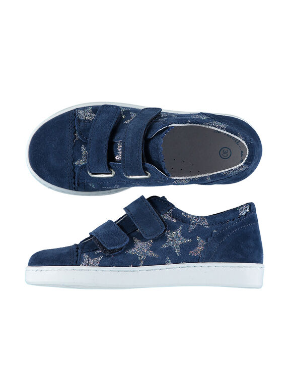 Sportschuhe aus Spaltleder mit Sternchendruck für draußen Mädchen FFBASSTAR / 19SK3542D3FC218