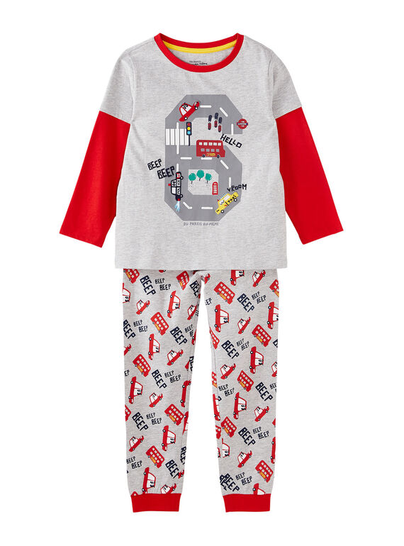 Grau chinierter Kinderpyjama für Jungen „London“ JEGOPYJLON / 20SH12C5PYJ943