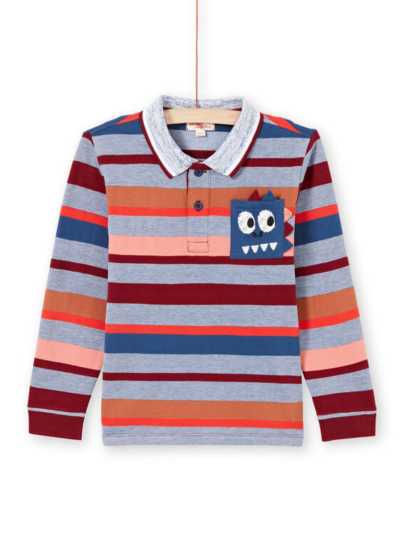 Langärmeliges Poloshirt für Jungen mit farbigen Streifen MOPAPOL / 21W902H1POL219