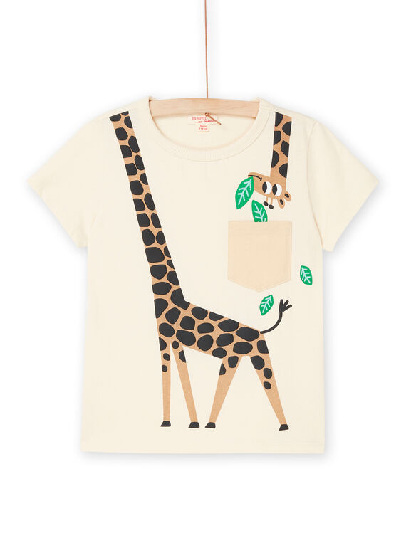 Cremefarbenes T-Shirt mit Giraffenmuster ROJUNTI5 / 23S902U5TMCA002