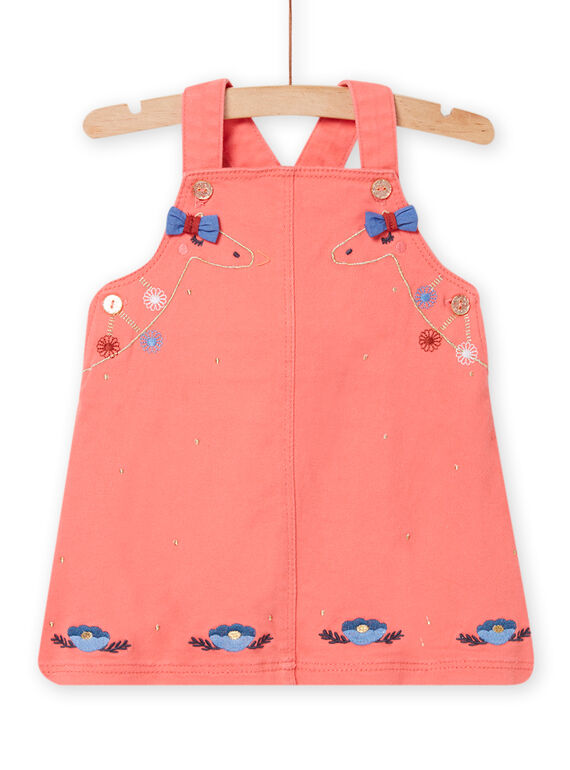 Nacktes rosa Kleid mit Fantasiemustern für Baby Mädchen NISANROB3 / 22SG09S1ROBD300