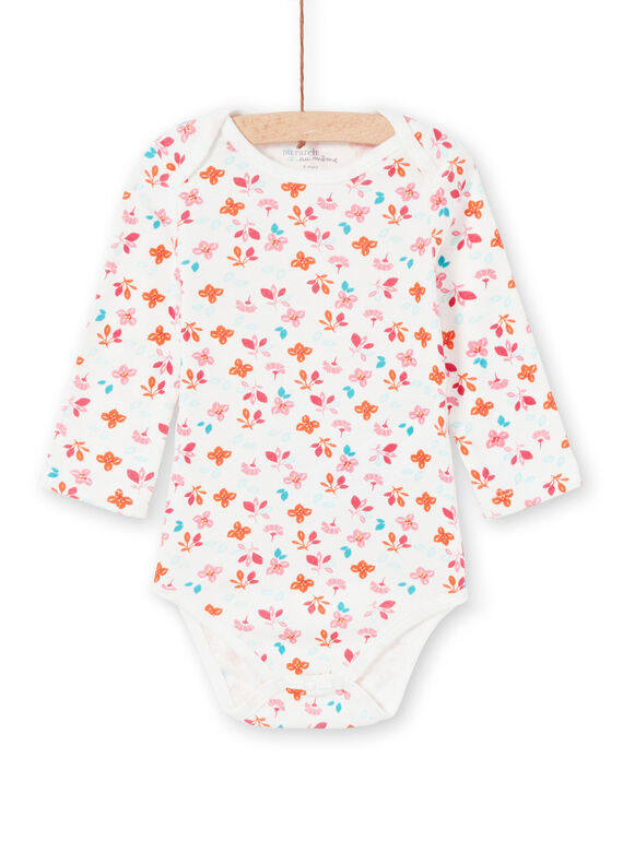 Langärmeliger Mädchen-Layette-Body mit Blumendruck LEFIBODBOU / 21SH1327BDL001