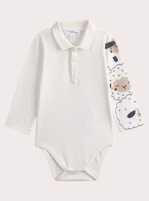 Body für Jungen, Geburt, rohweiß, mit Polokragen VOU1BOD5 / 24WF04C1BOD001