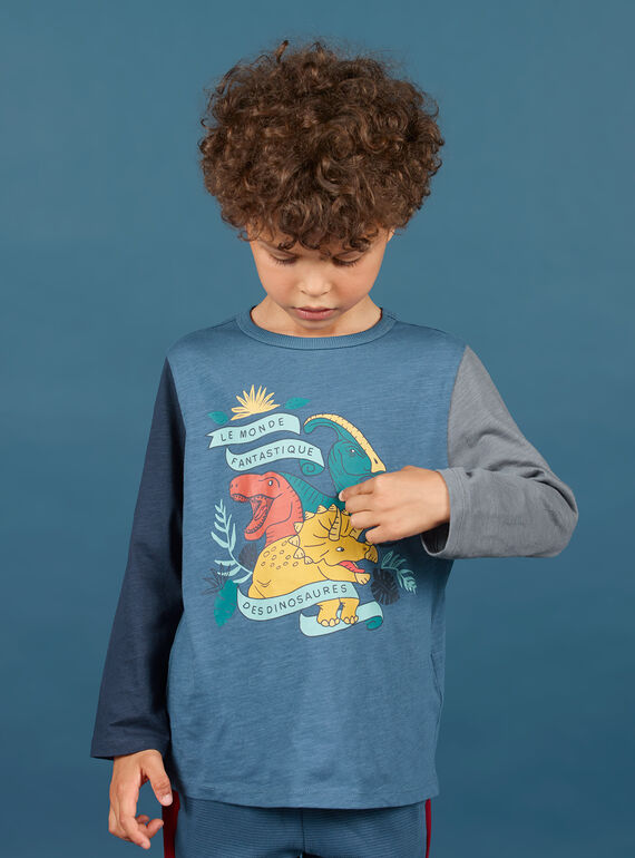 Blaues Langarm-T-Shirt für Baby-Jungen mit Dinosaurier-Design MOPATEE2 / 21W902H2TML219