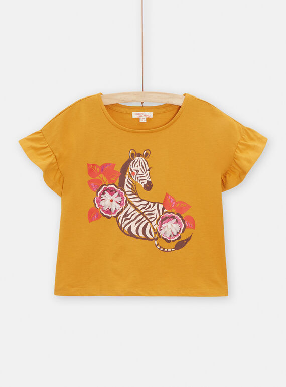 Mädchen-T-Shirt in Gelb mit Zebramotiv TALITI3 / 24S901T2TMC107