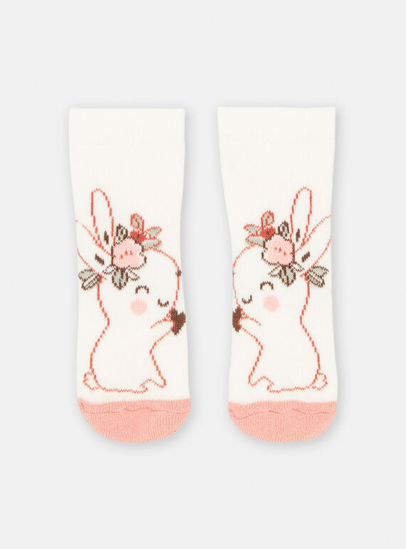 Weiße und rosa Socken für Baby-Mädchen SOU2CHO1 / 23WF4021SOQA001