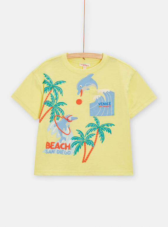T-Shirt mit Delfinmotiv für Jungen in Neongelb TORYTI2 / 24S902U3TMC103
