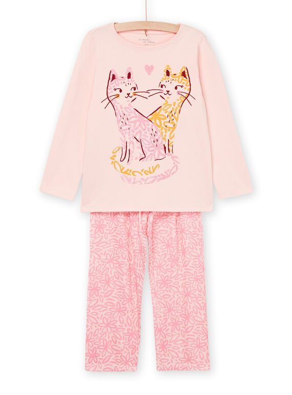 Schlafanzug mit Katzen- und Blumenmotiv REFAPYJCAT / 23SH11D7PYJ321