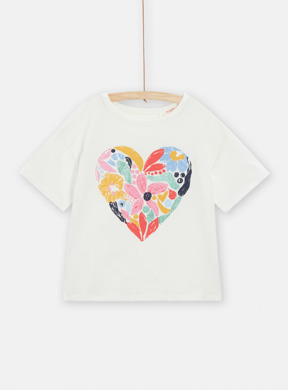 Mädchen-T-Shirt in Ecru TACLUTI3 / 24S901O3TMC001