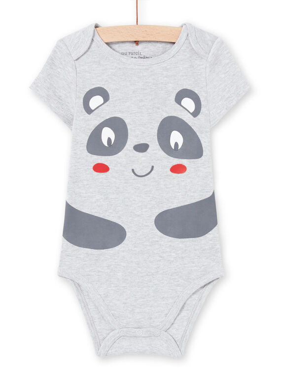 Baby Boy's grauer Panda Print Kurzarm-Body MEGABODPAN / 21WH14B1BDLJ920