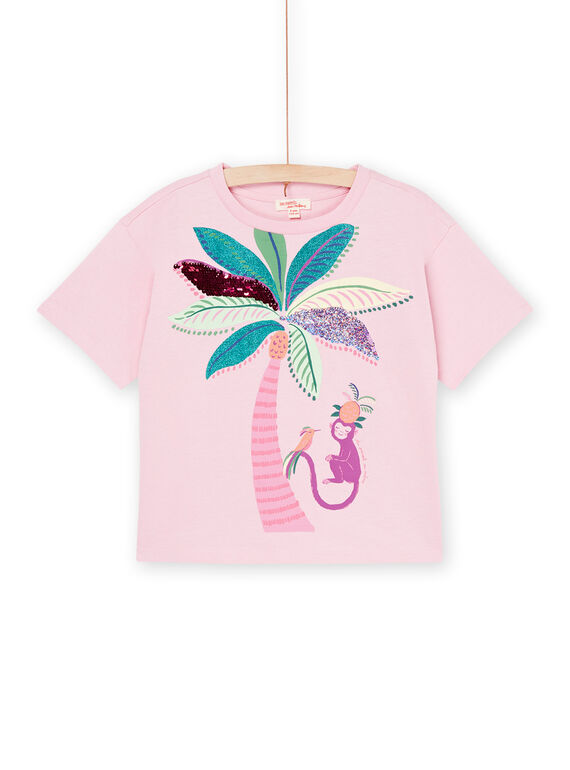 Rosa T-Shirt mit exotischen Animationen RAEXOTI2 / 23S901V3TMCD315