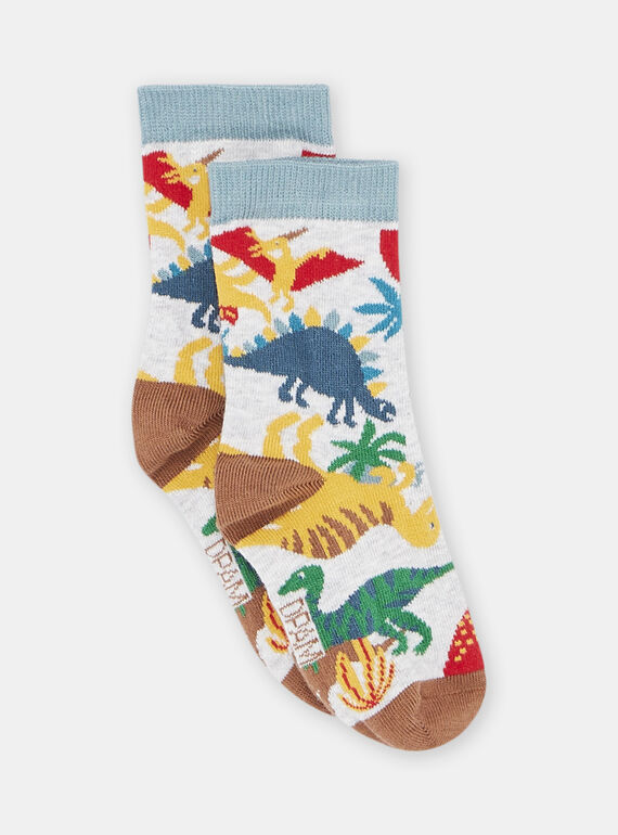 Graue Socken mit Dinosaurier-Druck, Jungen SYOJOCHO2 / 23WI02B4SOQJ922