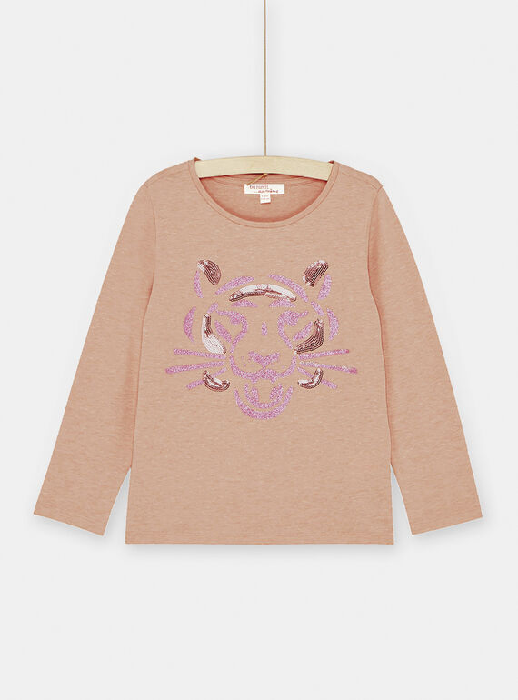 Rosa T-Shirt mit Tigermotiv, Mädchen SAJOYTEE2 / 23W901B1TMLD314
