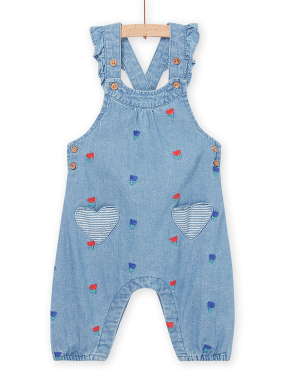 Latzhose aus Denim mit Blumenstickerei RINAUSAL / 23SG09N1SALP269