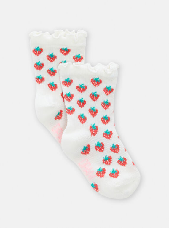 Ungebleichte Socken mit Erdbeermuster für Baby-Mädchen TYIJOSOQ3 / 24SI0986SOQ001