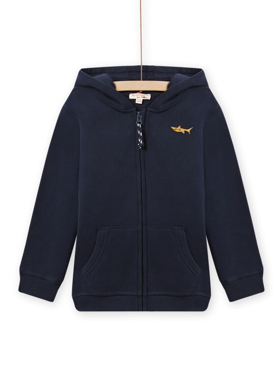 Kind Junge mitternachtsblaues Jogging-Top mit Hai-Stickerei NOJOJOH1 / 22S90262JGH705