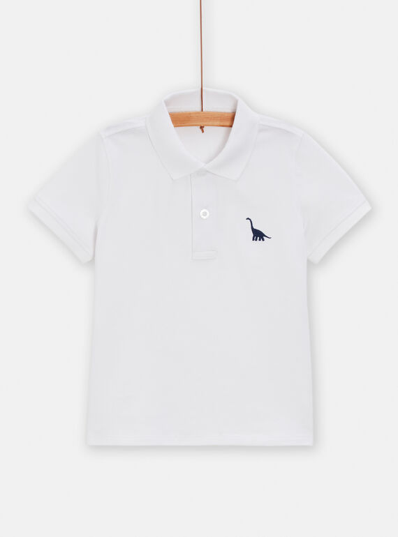 Weißes Poloshirt mit Dinosaurierstickerei für Jungen TOJOPOL3 / 24S90293POL000