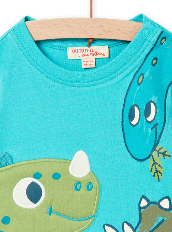 Baby Junge Türkisfarbenes Dinosaurier-T-Shirt NUGATEE1 / 22SG10O1TML202