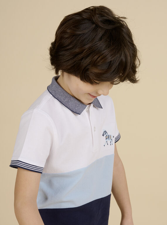 Blau gestreiftes Poloshirt Kind Junge NOSOPOL / 22S902Q1POL000
