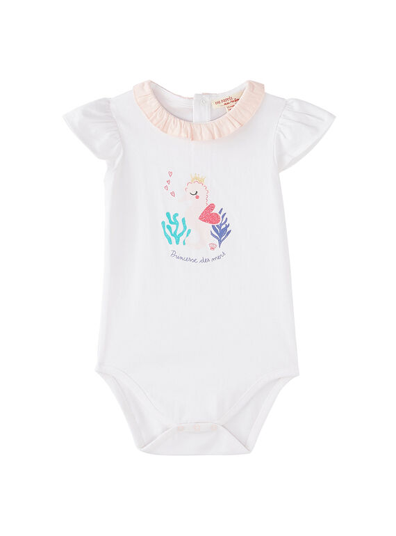 Weißer Baby-Body mit Rüschenkragen für Mädchen JICEABODY / 20SG09N1BOD000