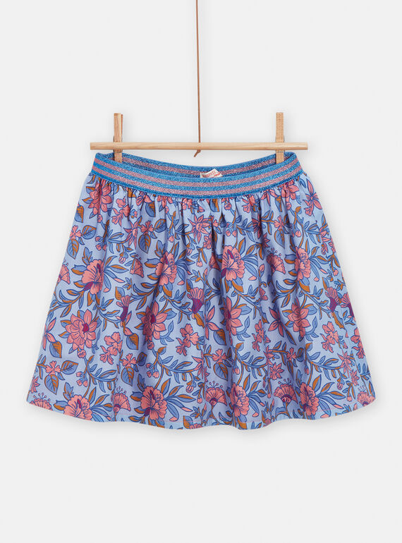 Wendbarer Mädchen-Rock in Lavendelblau mit Blumenprint VADAJUP2 / 24W90122JUPC208
