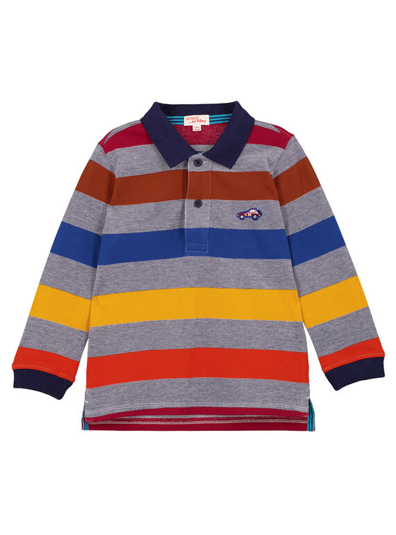 Mehrfarbig gestreiftes Langarm-Piqué-Poloshirt GOSANPOL / 19W902C1POL070