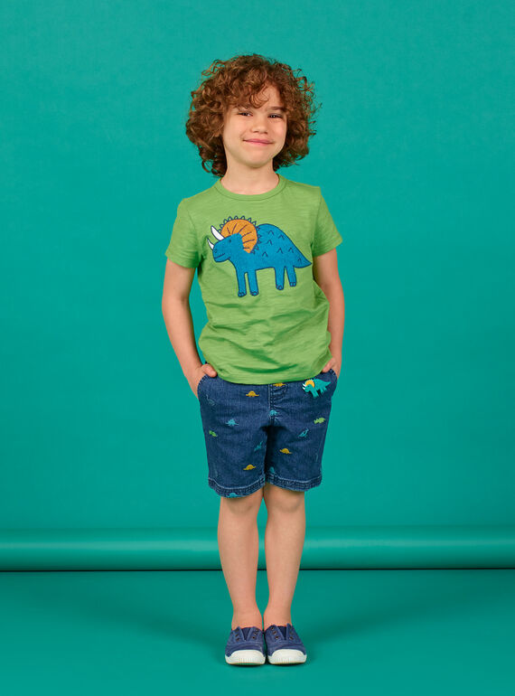 Dinosaurier Druck blaue Jeans Bermuda Shorts Kind Junge LOVERBER2 / 21S902Q1BERP274