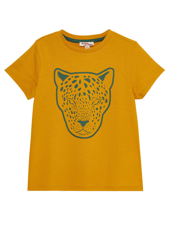 Gelbes kurzärmeliges T-Shirt für Jungen, mit Panther JODUTI3 / 20S902O4TMC109