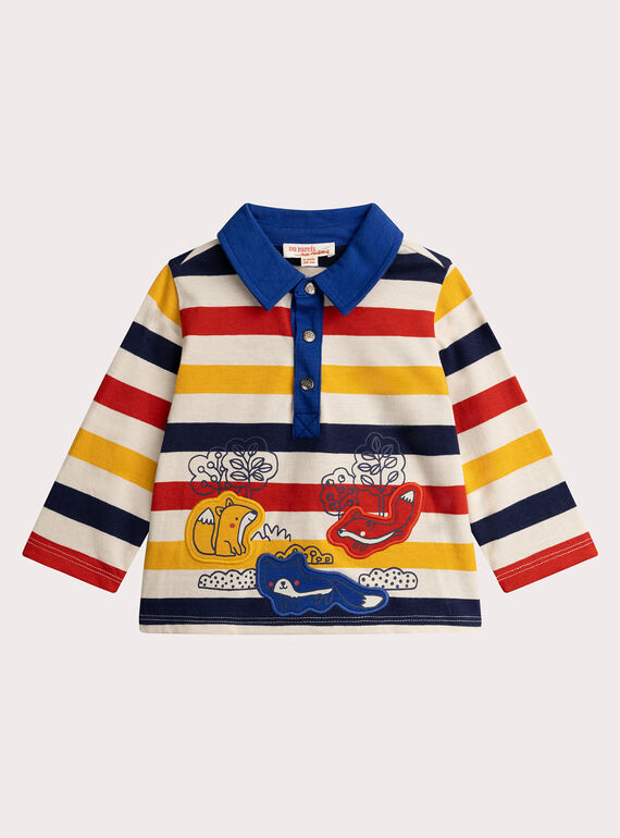 Gestreiftes Polo mit Fuchs-Animation für Baby Junge  VUROPOL / 24WG10P1POL808