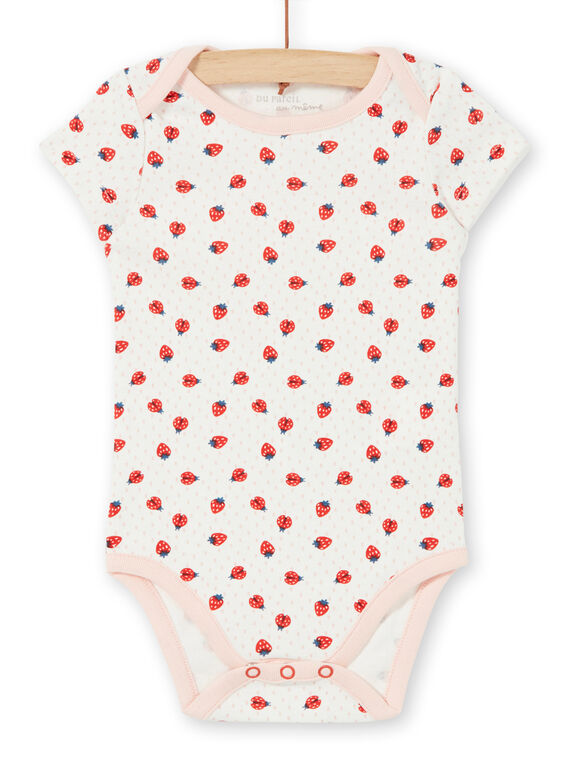 Baby-Junge mit erdbeerrotem Baumwoll-Bodysuit in weiß und rot LEFIBODANI / 21SH132CBDL001