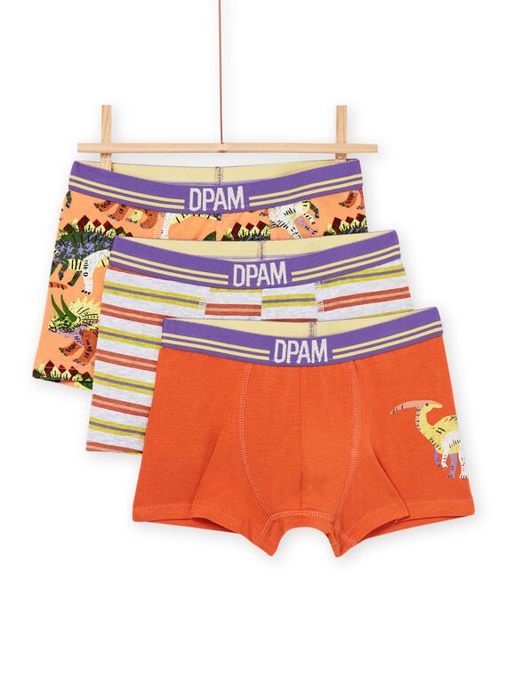 3 Boxershorts mit Dinosaurier-Print und Streifenmuster REGOBOXDIN / 23SH1212BOXJ922