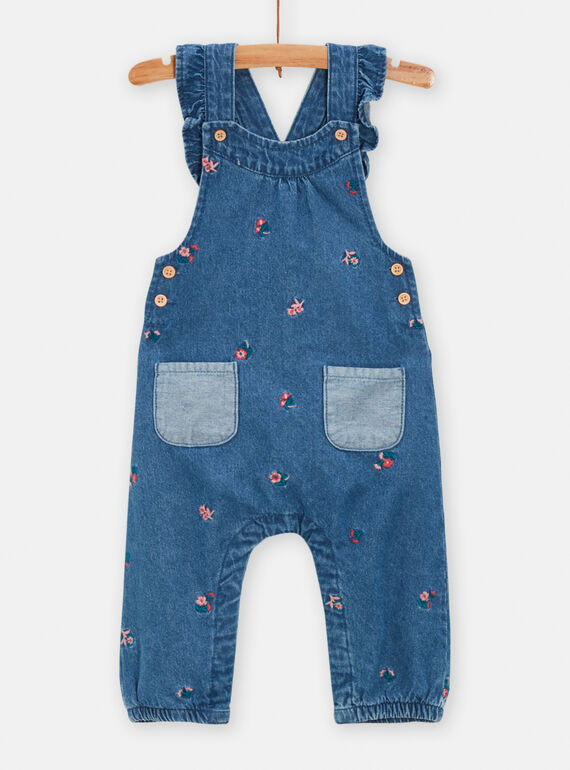 Latzhose aus Denim mit Blumenstickerei für Baby-Mädchen TICRISAL / 24SG09L1SALP274